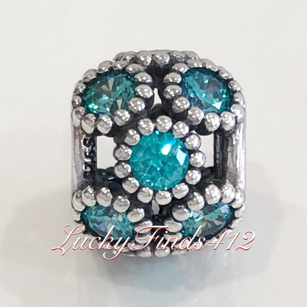 Authentic Pandora Studded Lights Teal Charm Retired Pandora Charm